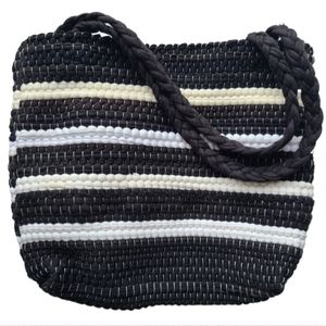 Black and White Stretchy Woven Bag